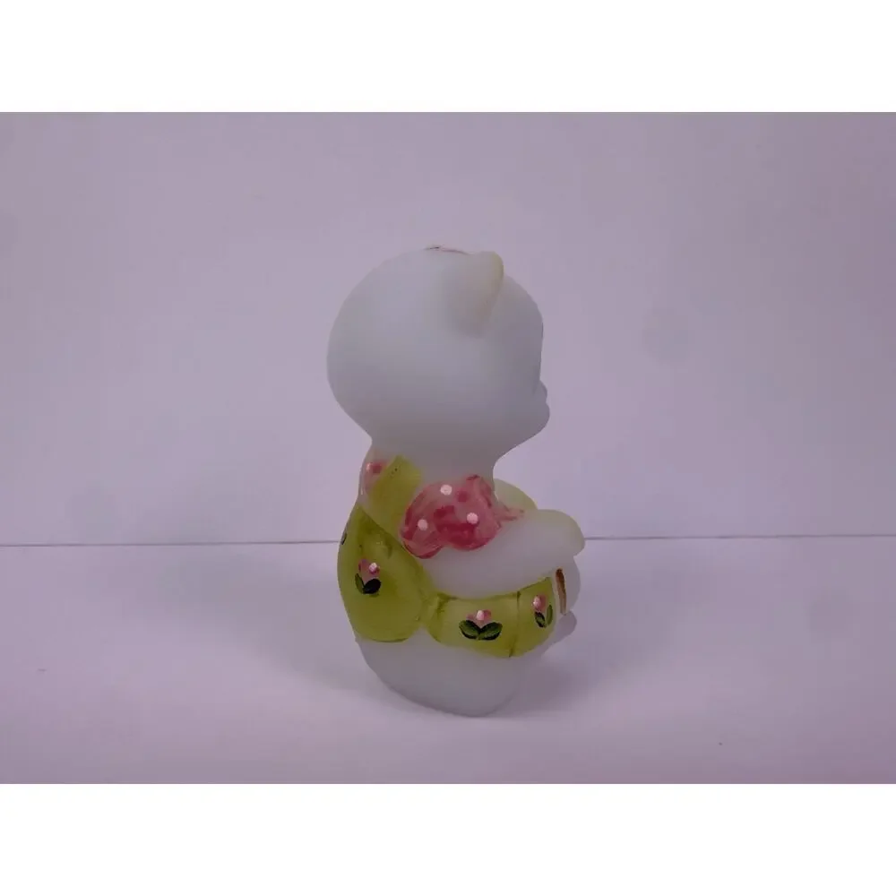 Fenton Limited Edition Spring Season Satin Glass Mini Bear Signed 21/250